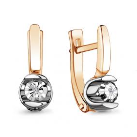 Золотые серьги AQUAMARINE 942713к с бриллиантом 942713к фото