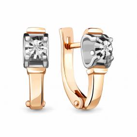 Золотые серьги AQUAMARINE 942714к с бриллиантом 942714к фото