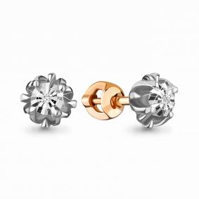 Золотые серьги AQUAMARINE 942715к с бриллиантом 942715к фото