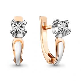 Золотые серьги AQUAMARINE 942717к с бриллиантом 942717к фото