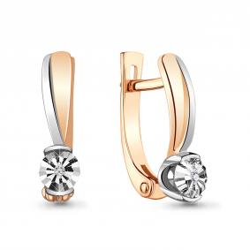 Золотые серьги AQUAMARINE 942721к с бриллиантом 942721к фото
