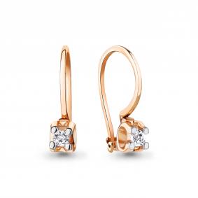 Золотые серьги AQUAMARINE 942735к с бриллиантом 942735к фото