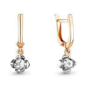 Золотые серьги AQUAMARINE 942752к с бриллиантом 942752к фото