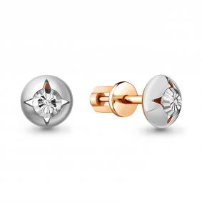 Золотые серьги AQUAMARINE 942755к с бриллиантом 942755к фото