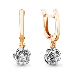 Золотые серьги AQUAMARINE 942759к с бриллиантом 942759к фото