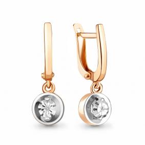 Золотые серьги AQUAMARINE 942760к с бриллиантом 942760к фото