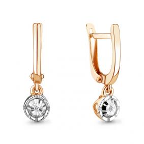 Золотые серьги AQUAMARINE 942764к с бриллиантом 942764к фото