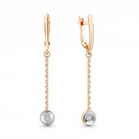 Золотые серьги AQUAMARINE 942799к с бриллиантом 942799к фото