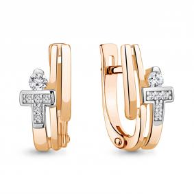 Золотые серьги AQUAMARINE 942811к с бриллиантом 942811к фото