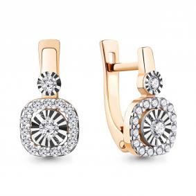 Золотые серьги AQUAMARINE 942819к с бриллиантом 942819к фото