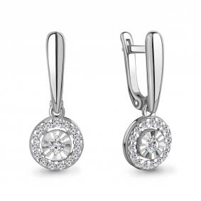 Серьги из белого золота AQUAMARINE 942844 с бриллиантом 942844 фото