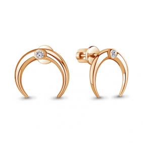 Золотые серьги AQUAMARINE 942845к с бриллиантом 942845к фото