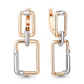 Золотые серьги AQUAMARINE 942849к с бриллиантом 942849к фото