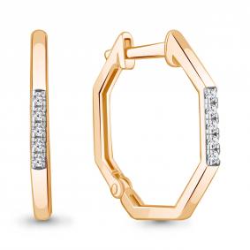 Золотые серьги AQUAMARINE 942886к с бриллиантом 942886к фото