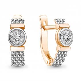 Золотые серьги AQUAMARINE 942931к с бриллиантом 942931к фото