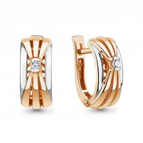 Золотые серьги AQUAMARINE 943078к с бриллиантом 943078к фото