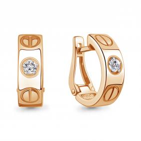Золотые серьги AQUAMARINE 943256к с бриллиантом 943256к фото