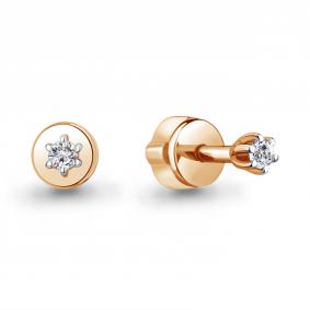 Золотые серьги AQUAMARINE 943270к с бриллиантом 943270к фото
