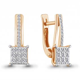 Золотые серьги AQUAMARINE 943365к с бриллиантом 943365к фото