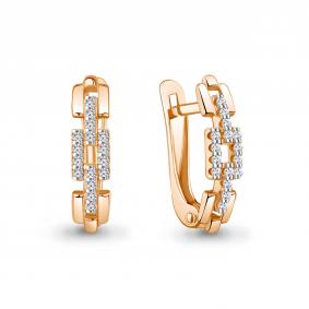 Золотые серьги AQUAMARINE 943420к с бриллиантом 943420к фото