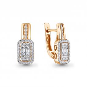 Золотые серьги AQUAMARINE 943476к с бриллиантом 943476к фото