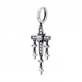 Одиночная серьга-крест из серебра Diamant с фианитом 95-127-02422-1 95-127-02422-1 фото