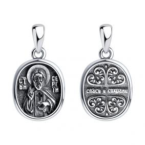 Серебряная подвеска-иконка Святой преподобный Сергий Радонежский Diamant 95-130-00937-1 95-130-00937-1 фото