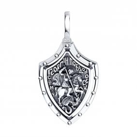 Подвеска-иконка Великомученик Георгий Победоносец из черненого серебра Diamant 95-130-02386-1 95-130-02386-1 фото