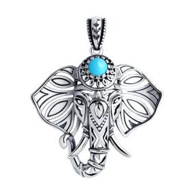 Подвеска из черненого серебра Diamant 95-330-00917-1 с бирюзой 95-330-00917-1 фото