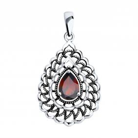 Подвеска из черненого серебра Diamant 95-330-01727-1 с гранатом 95-330-01727-1 фото