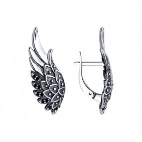 Серьги из черненого серебра SOKOLOV 95020040-91 с фианитом 95020040-91 фото