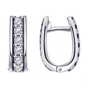 Серебряные серьги SOKOLOV 95020065 с фианитом 95020065 фото