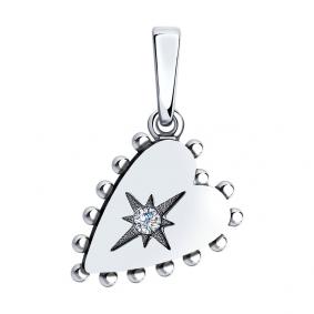 Подвеска из черненого серебра SOKOLOV 95030204 с фианитом 95030204 фото