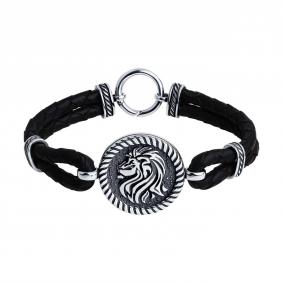 Кожаный браслет SOKOLOV с декоративным элементом и замком из черненного серебра 95050049 95050049 фото