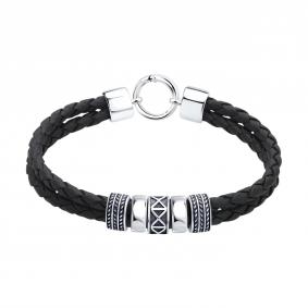 Кожаный браслет с декоративным элементом из черненого серебра SOKOLOV 95050067 95050067 фото