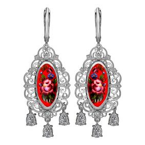 Серебряные серьги Золотые узоры 96-02-0002-23 с цирконием 96-02-0002-23 фото