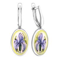 Серебряные серьги Золотые узоры 96-02-0008-34 с финифтью 96-02-0008-34 фото