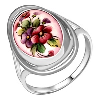 Серебряные серьги Золотые узоры 96-02-0009-18 с цирконием и финифтью 96-02-0009-18 фото