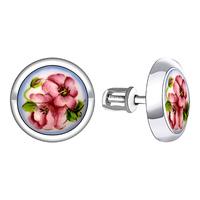 Серебряные серьги Золотые узоры 96-02-0011-40 с финифтью 96-02-0011-40 фото