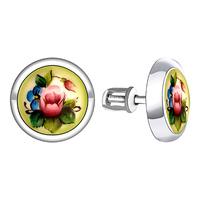 Серебряные серьги Золотые узоры 96-02-0011-46 с финифтью 96-02-0011-46 фото