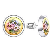 Серебряные серьги Золотые узоры 96-02-0011-57 с финифтью 96-02-0011-57 фото