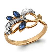 Золотое кольцо AQUAMARINE 960328к с бриллиантом и сапфиром 960328к фото