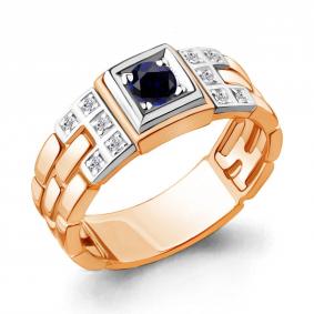 Золотое кольцо AQUAMARINE 960638кс с бриллиантом и сапфиром 960638кс фото