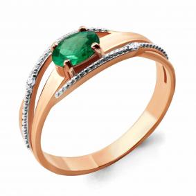 Золотое кольцо AQUAMARINE 961545ки с бриллиантом и изумрудом 961545ки фото