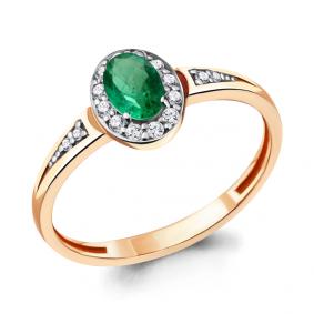 Золотое кольцо AQUAMARINE 961797ки с бриллиантом и изумрудом 961797ки фото