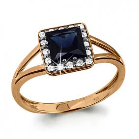 Золотое кольцо AQUAMARINE 961838к с бриллиантом и сапфиром 961838к фото