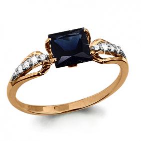 Золотое кольцо AQUAMARINE 961841к с бриллиантом и сапфиром 961841к фото