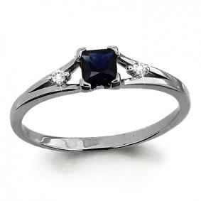 Кольцо из белого золота AQUAMARINE 961871 с бриллиантом и сапфиром 961871 фото