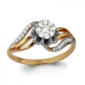 Золотое кольцо AQUAMARINE 961926к с бриллиантом 961926к фото