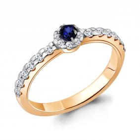 Золотое кольцо AQUAMARINE 962579кс с бриллиантом и сапфиром 962579кс фото